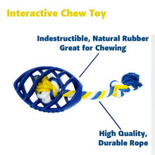 Load image into Gallery viewer, Rubber Football Chew Toy with Tug Rope
