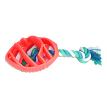 Load image into Gallery viewer, Rubber Football Chew Toy with Tug Rope
